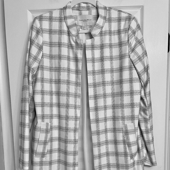 NWOT Carolina Belle Montreal Long Plaid Blazer - Picture 1 of 12
